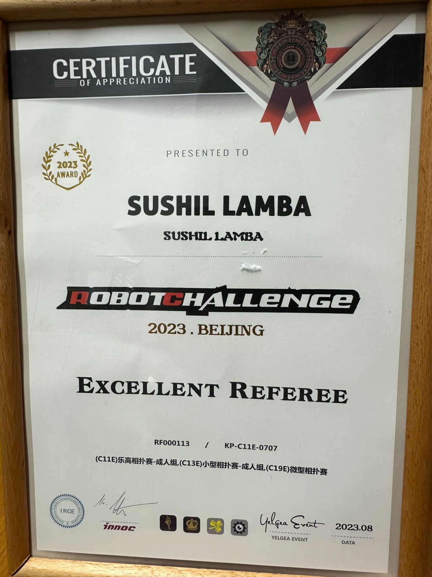 RobotChallenge Certificate