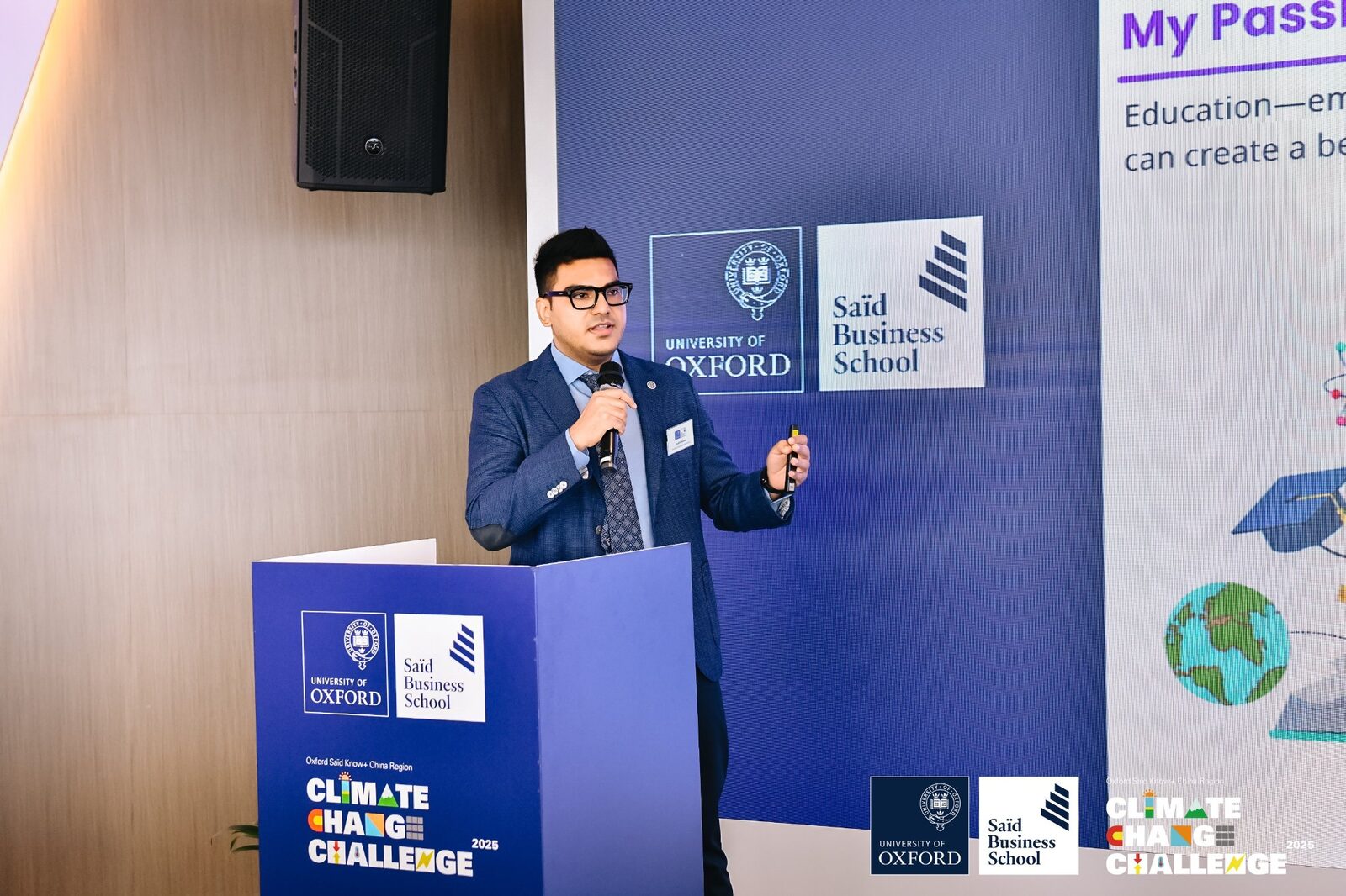 AI educator Sushil Lamba speaking about education at Oxford Saïd