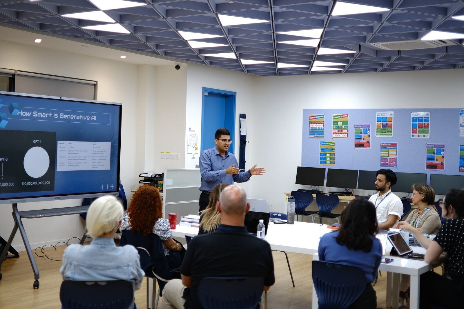 AI educator Sushil Lamba running generative AI professional development workshop for teachers